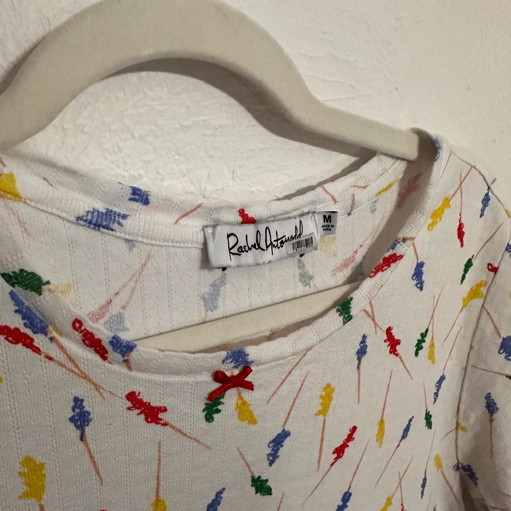 Rachel Antonoff Fitz White T-shirt Dress with Multicolor Pattern - Picture 4 of 5